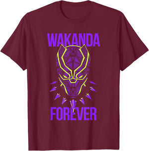 Marvel Comics Retro Classic Wakanda Forever Neon Panther T-Shirt - T-Shirt | Maroon