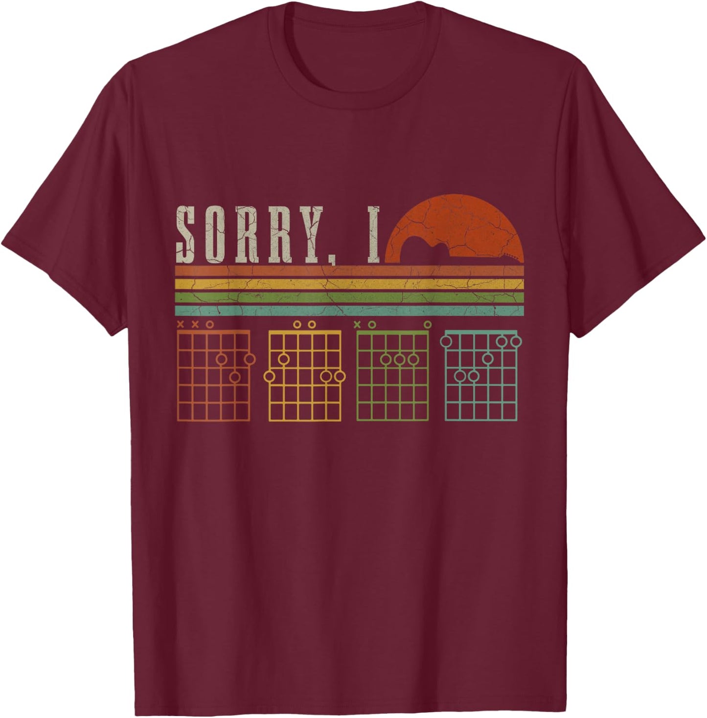 Sorry I-DGAF Funny Hidden Message Guitar Chords Players T-Shirt - T-Shirt | Maroon