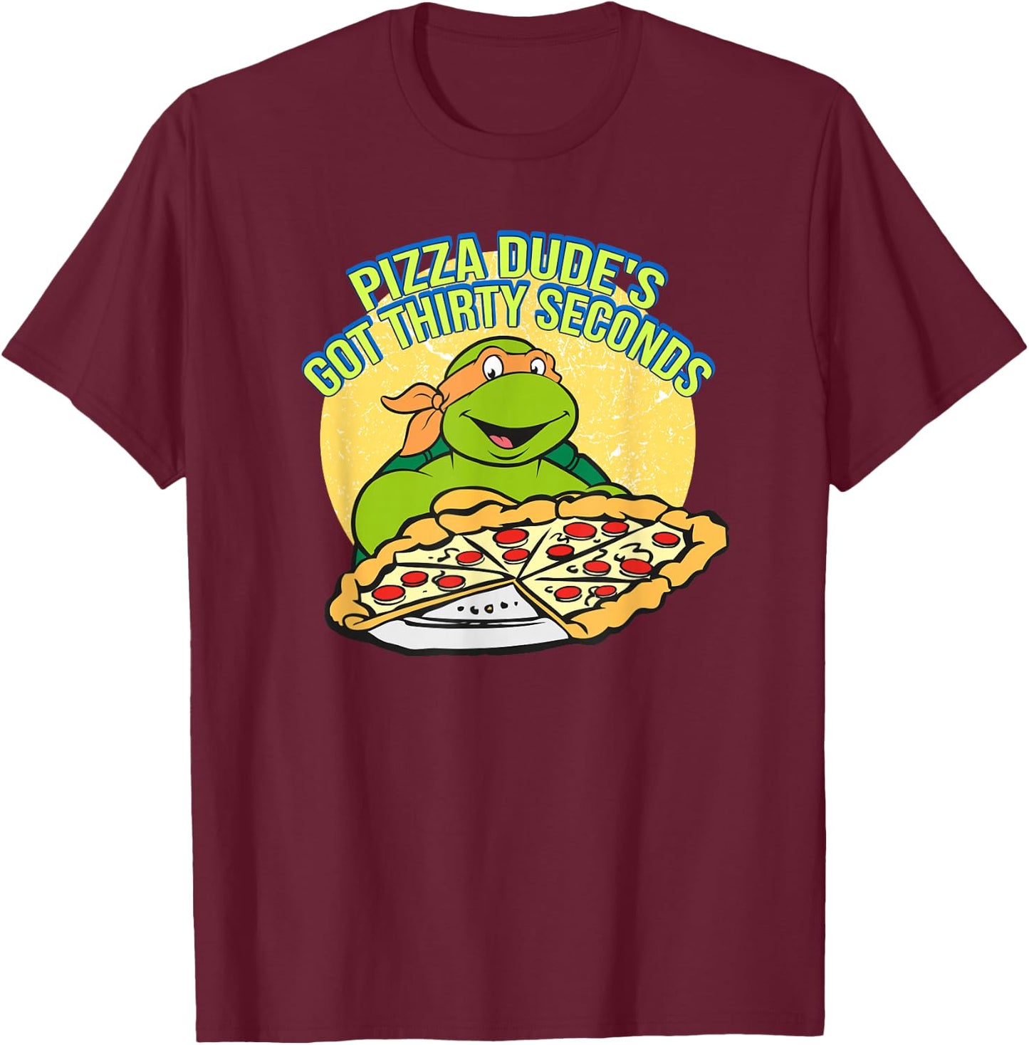 Michelangelo - Pizza Dude T-Shirt - T-Shirt | Maroon