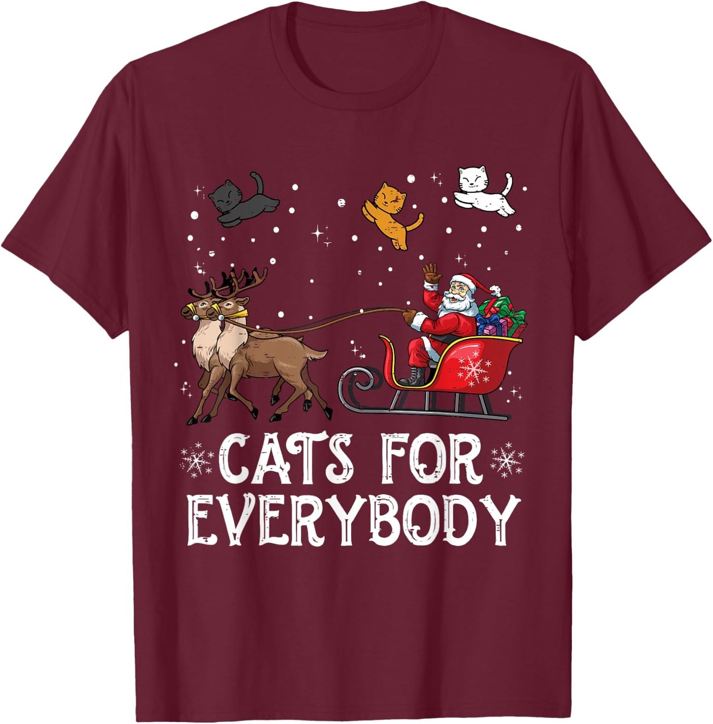 Cats For Everybody Christmas Cat Funny Xmas Women Santa T-Shirt - T-Shirt | Maroon