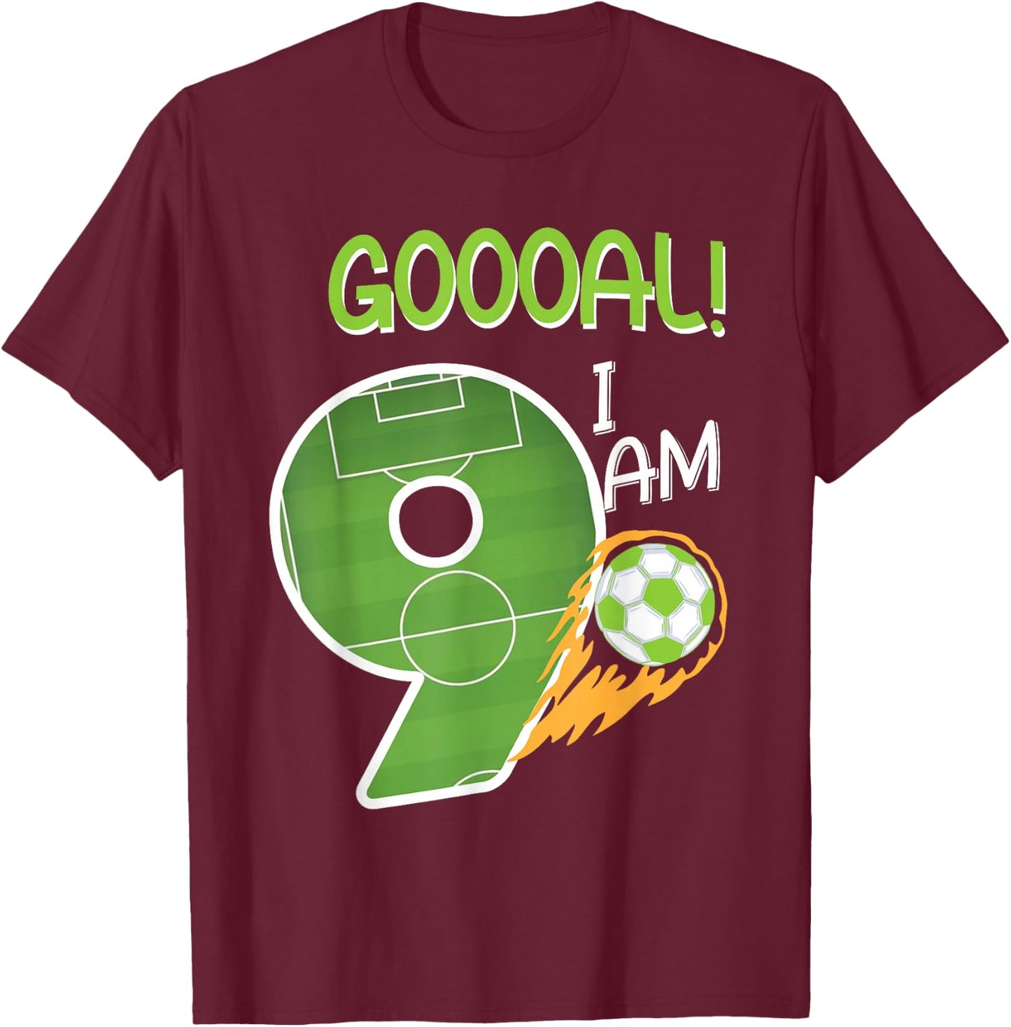 Soccer i'm 9 years old boy birthday T-Shirt - T-Shirt | Maroon
