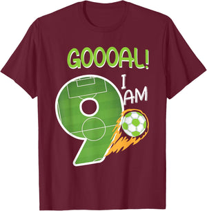 Soccer i'm 9 years old boy birthday T-Shirt - T-Shirt | Maroon