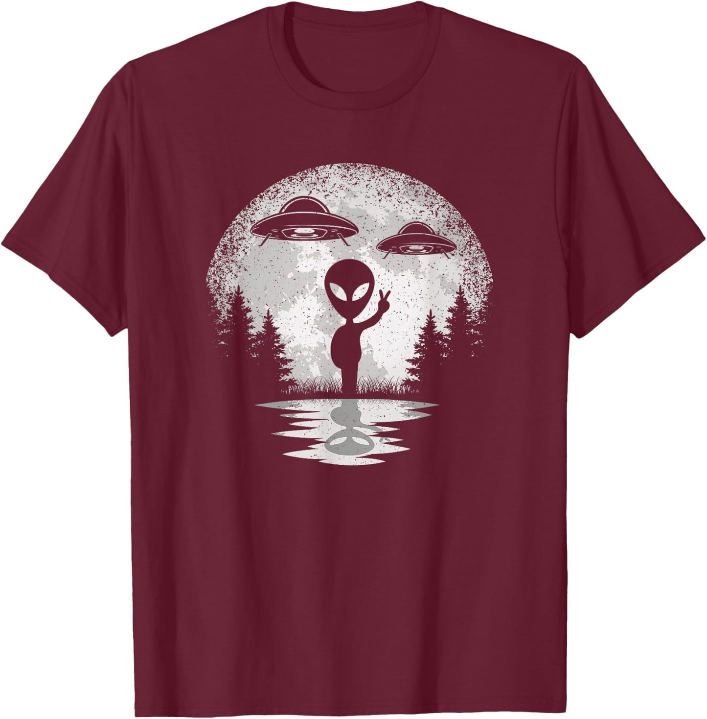 Alien Moon Space UFO Extraterrestrial Vintage Men Women Kids T-Shirt - T-Shirt | Maroon