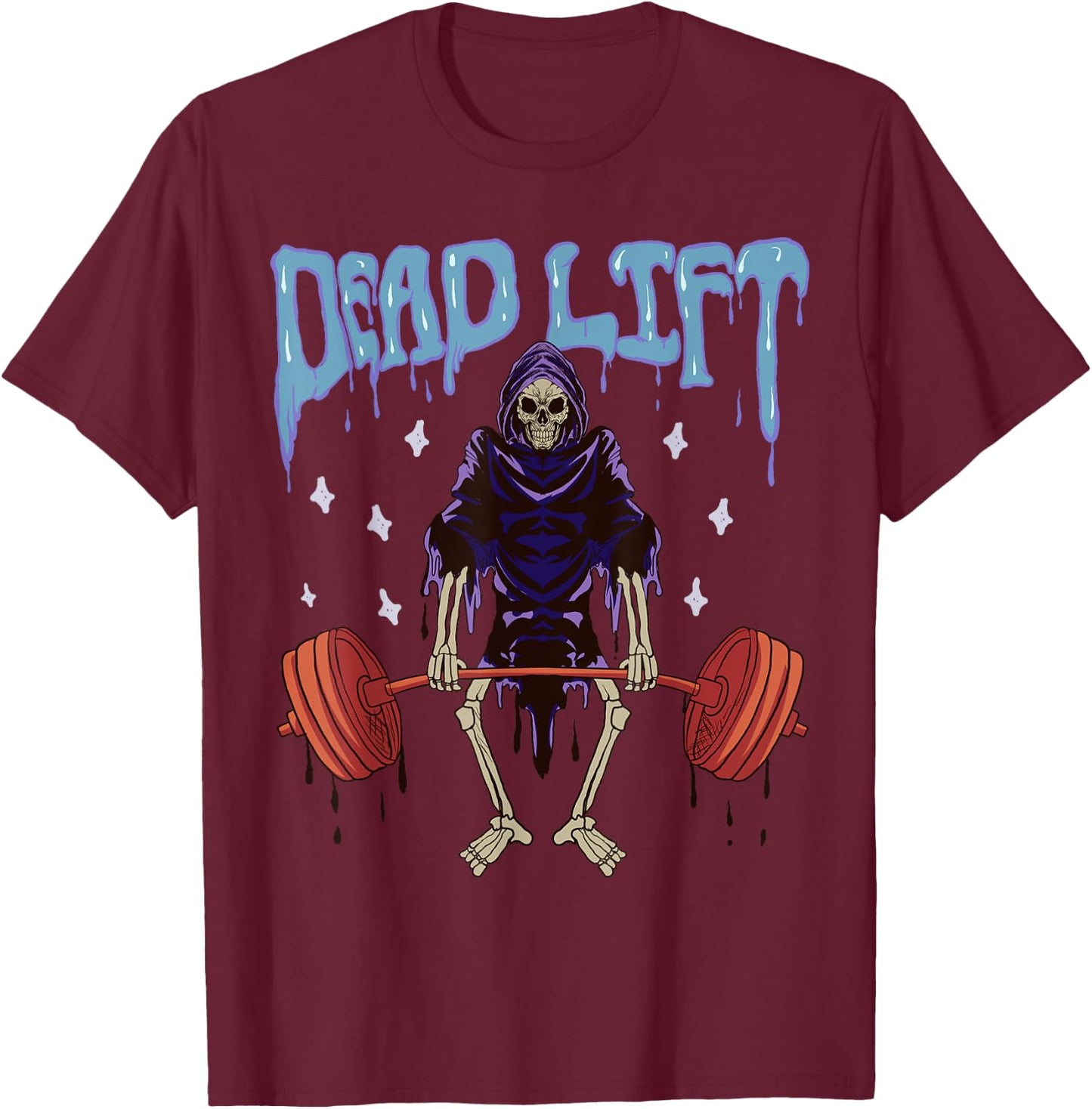 Funny Gym - Grim Reaper Deadlift Workout - Occult T-Shirt - T-Shirt | Maroon