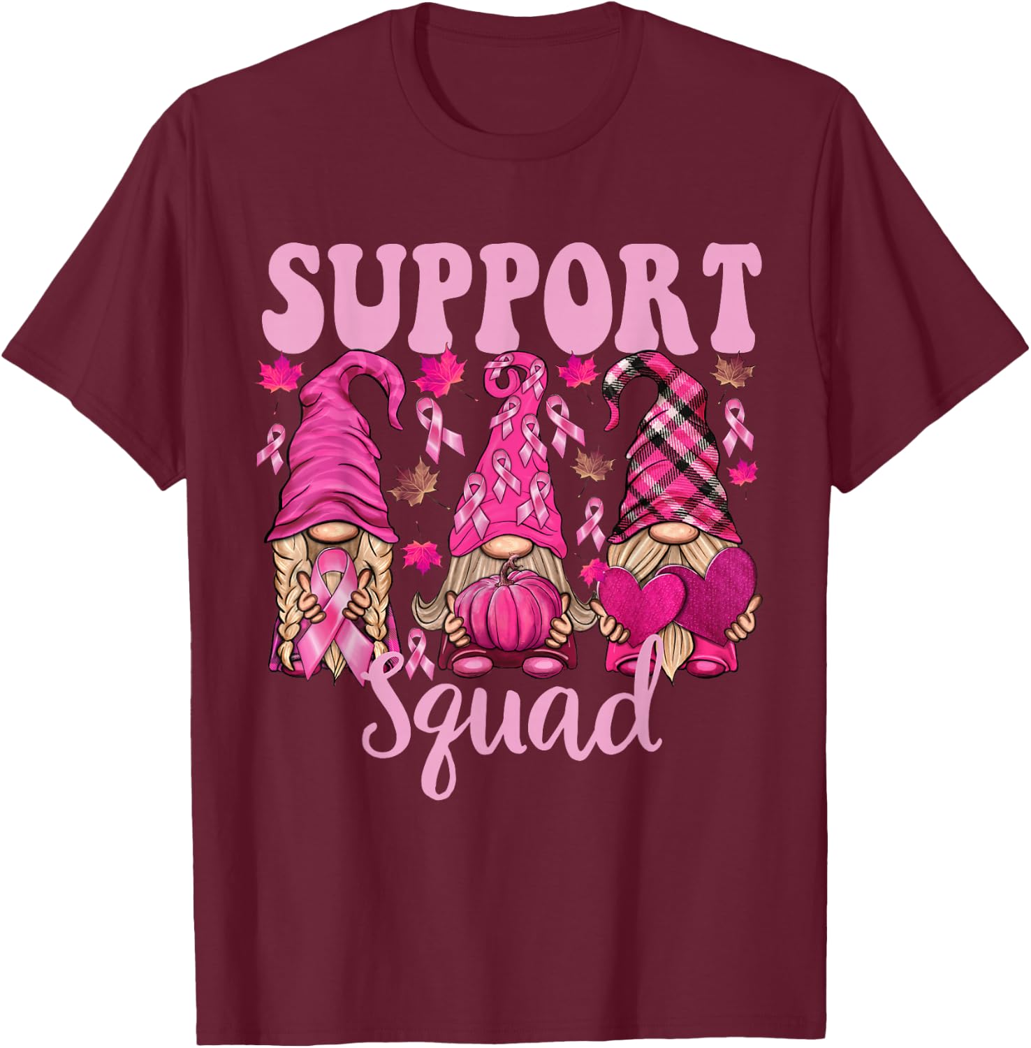 Breast Cancer Shirts Gnomes Support Squad Gnomies T-Shirt - T-Shirt | Maroon