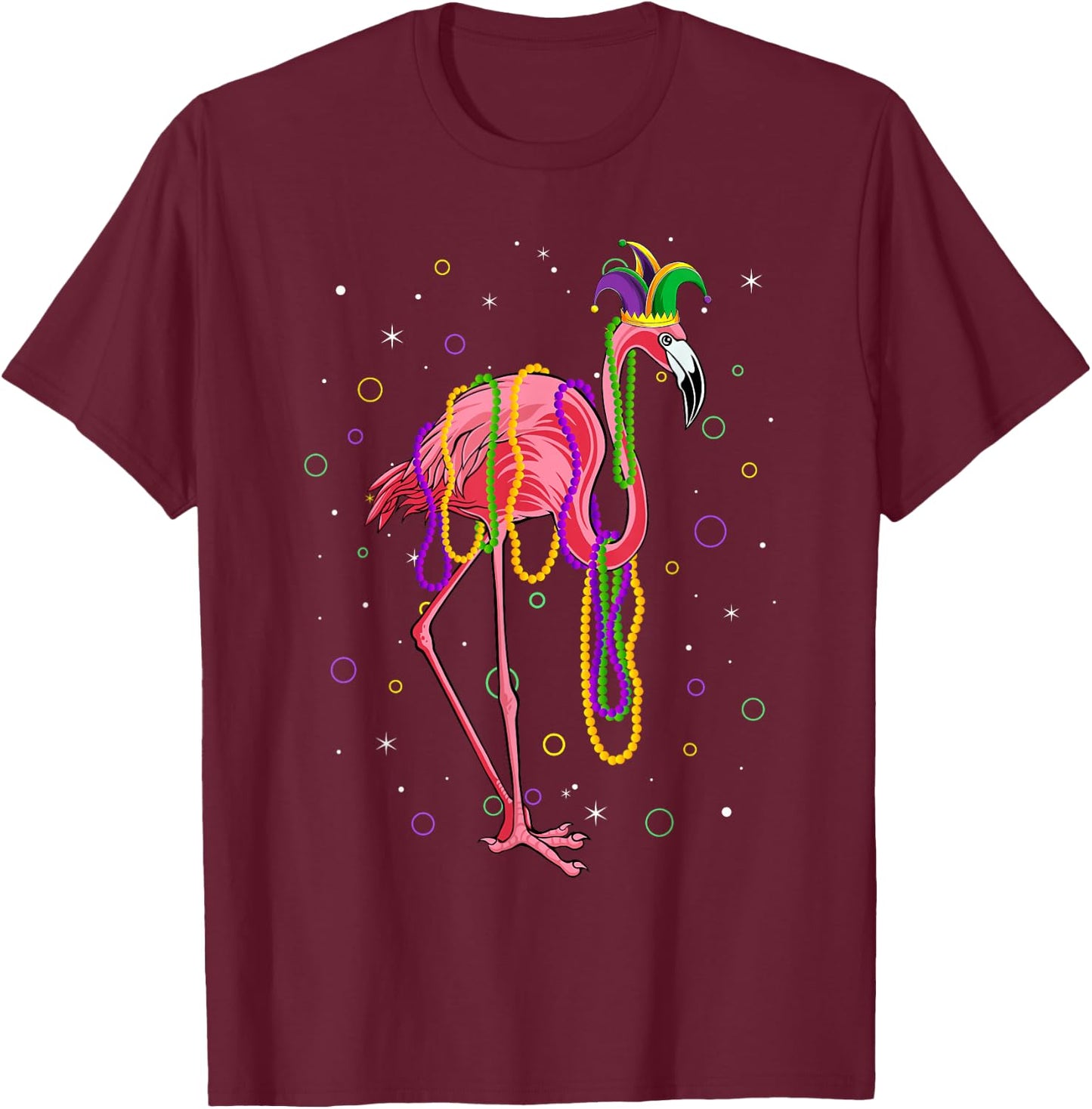 Jester Flamingo & Beads Mardi Gras Fat Tuesday Parade Girls T-Shirt - T-Shirt | Maroon