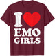 I Love Heart Emo Girls T-Shirt - T-Shirt | Maroon