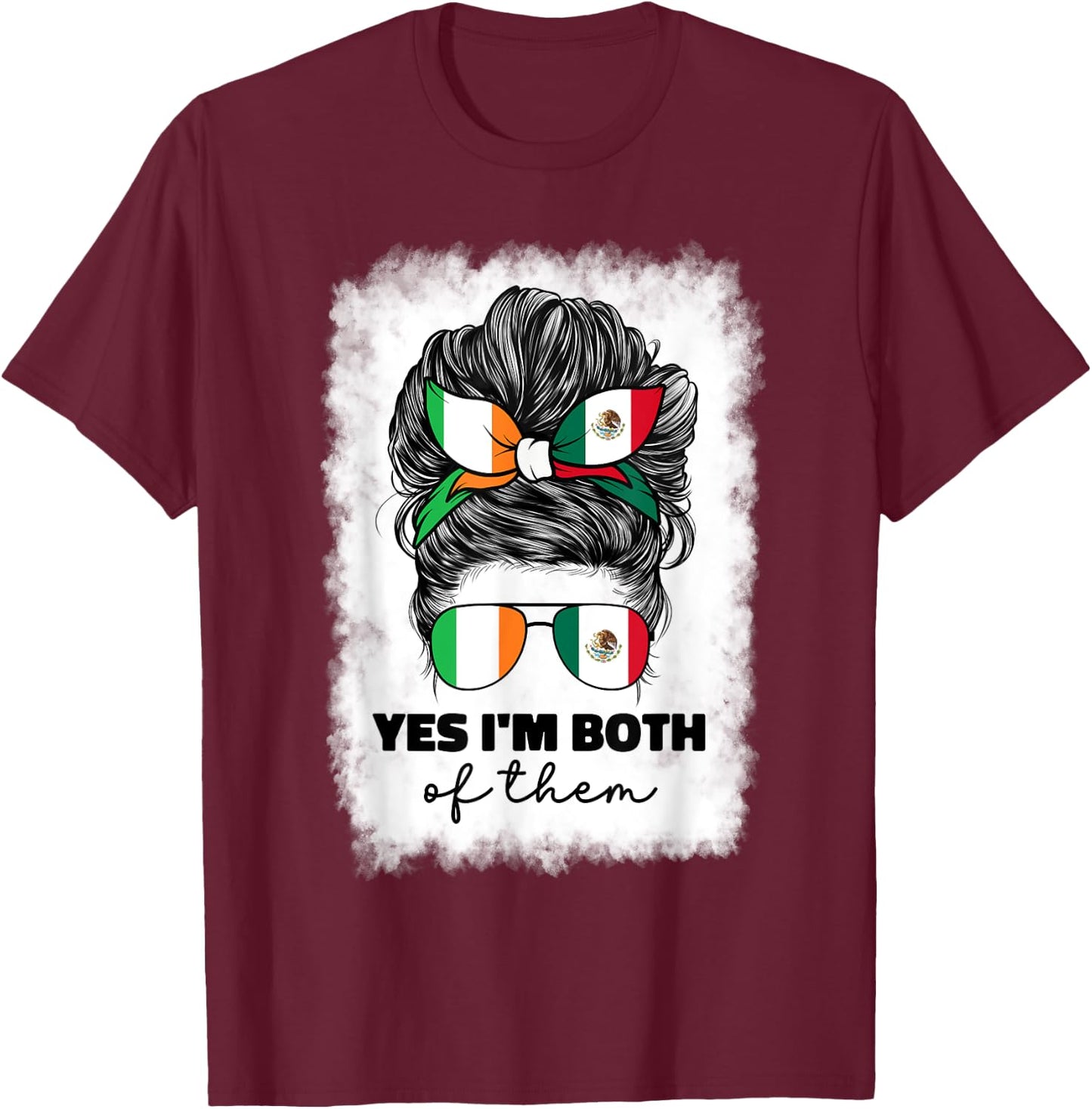 Half Mexican And Irish Mexico Ireland Flag Girl T-Shirt - T-Shirt | Maroon