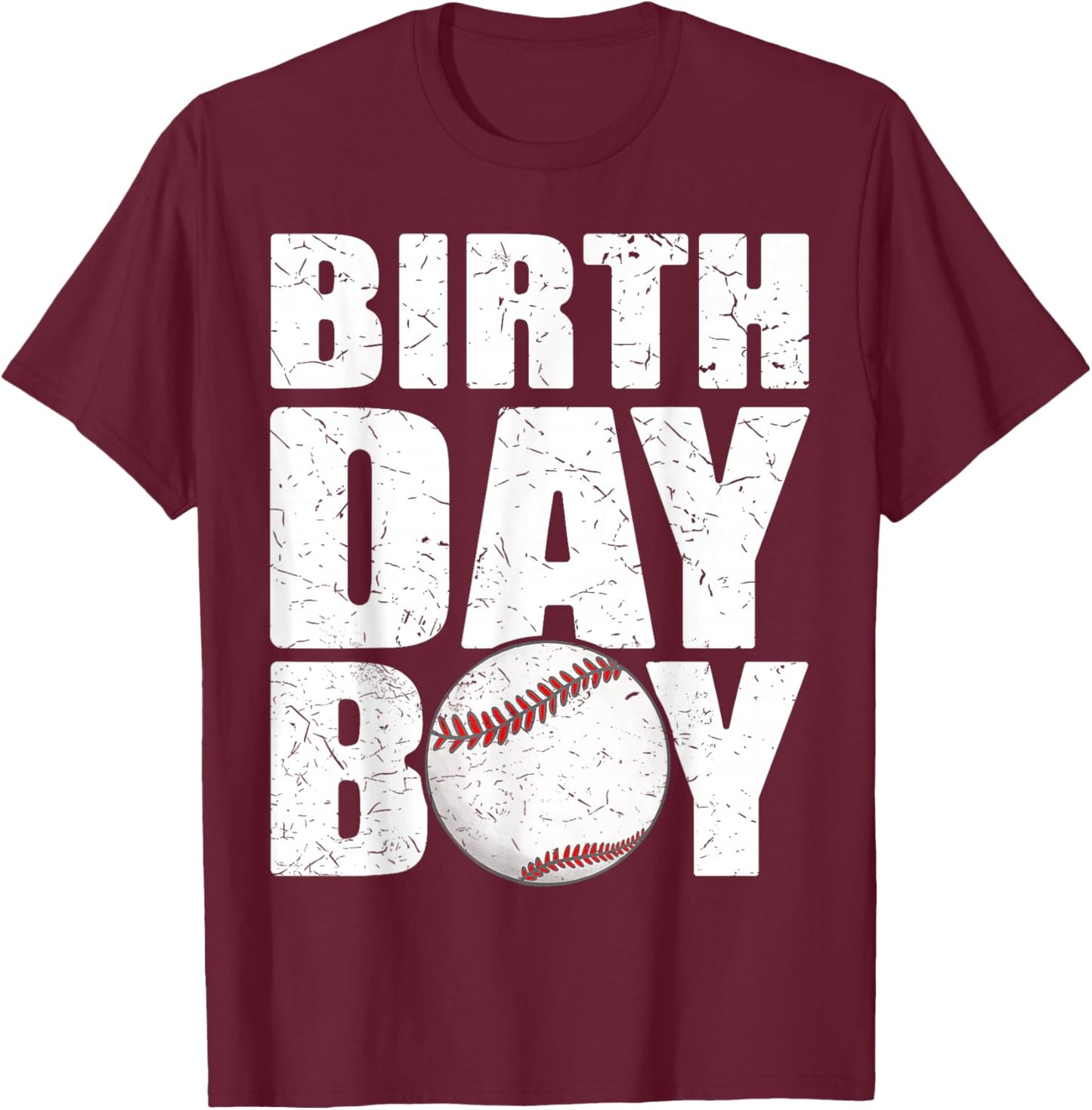 Birthday Boy Baseball Batter Catcher Pitcher Baseball Theme T-Shirt - T-Shirt | Maroon