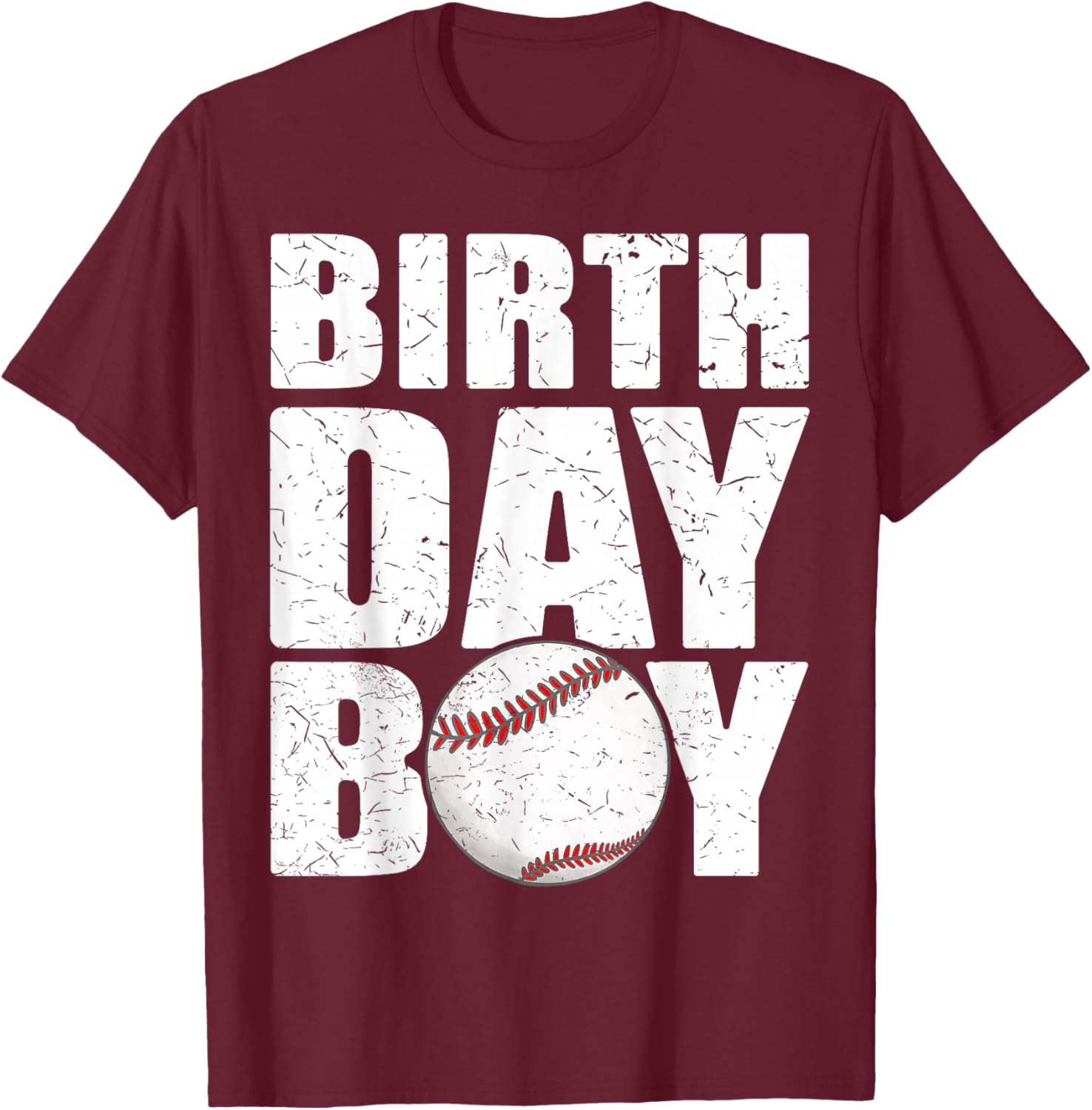 Birthday Boy Baseball Batter Catcher Pitcher Baseball Theme T-Shirt - T-Shirt | Maroon