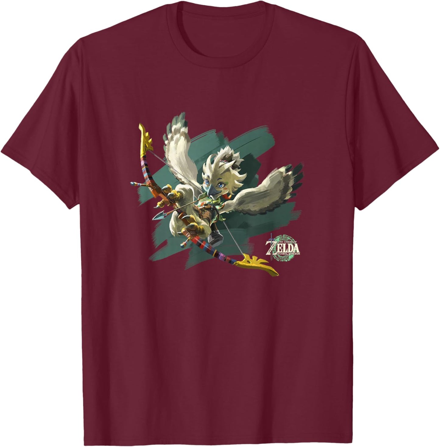 The Legend of Zelda Tears of The Kingdom Tulin Brush Art T-Shirt - T-Shirt | Maroon