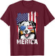 Australian Shepherd 4th of July Merica USA Flag Aussie Dog T-Shirt - T-Shirt | Maroon