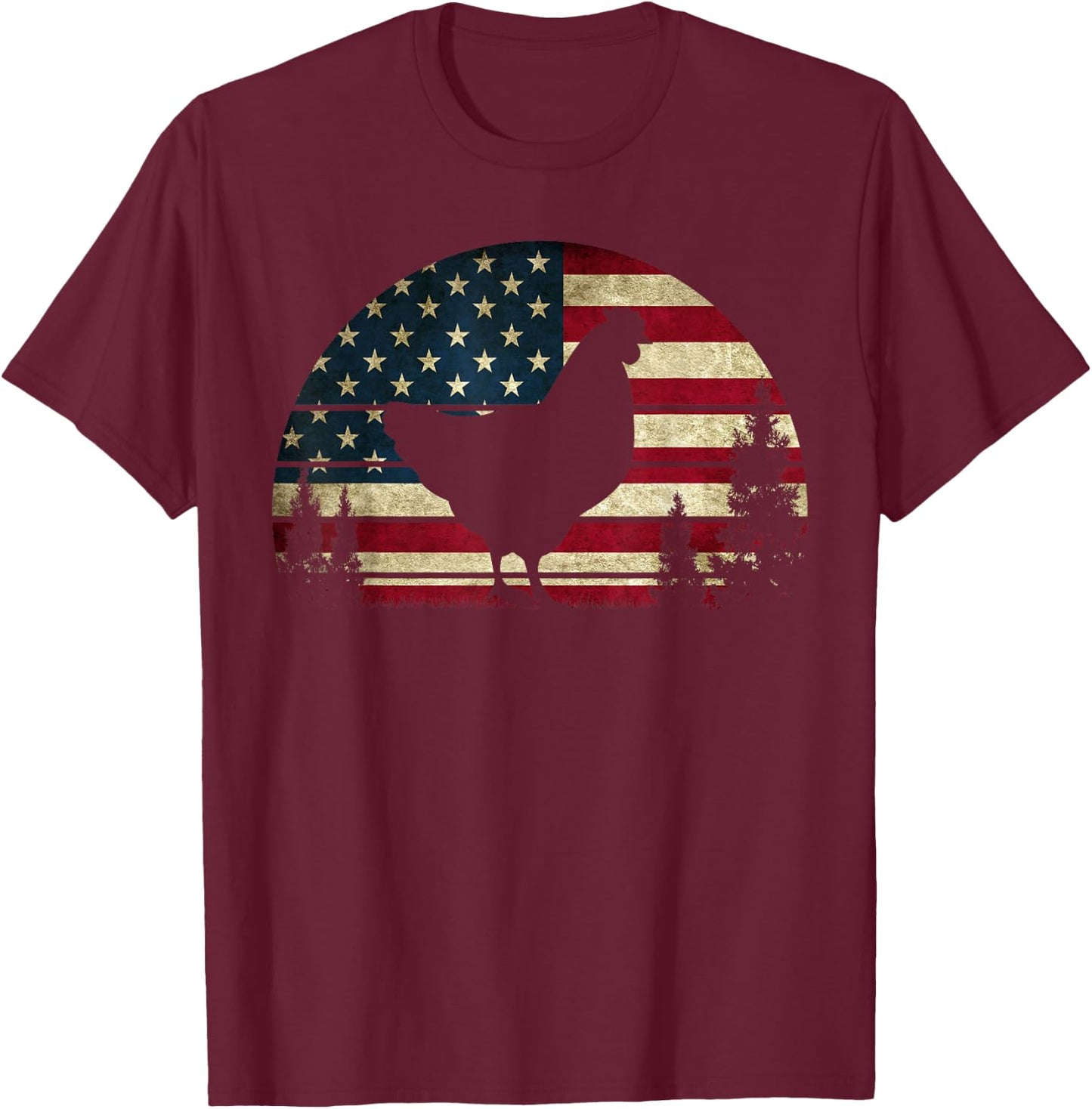 4th Of July Patriotic Chicken American USA Flag Chicken Love T-Shirt - T-Shirt | Maroon