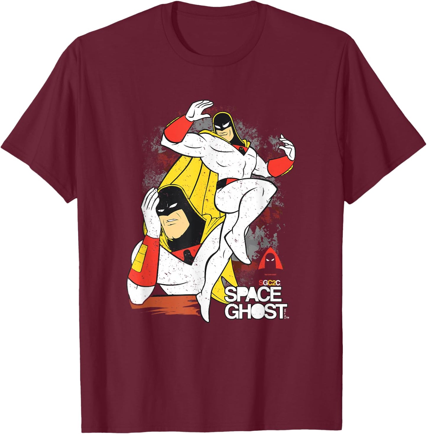 Space Ghost Coast to Coast Vintage Faded Superhero Pose T-Shirt - T-Shirt | Maroon