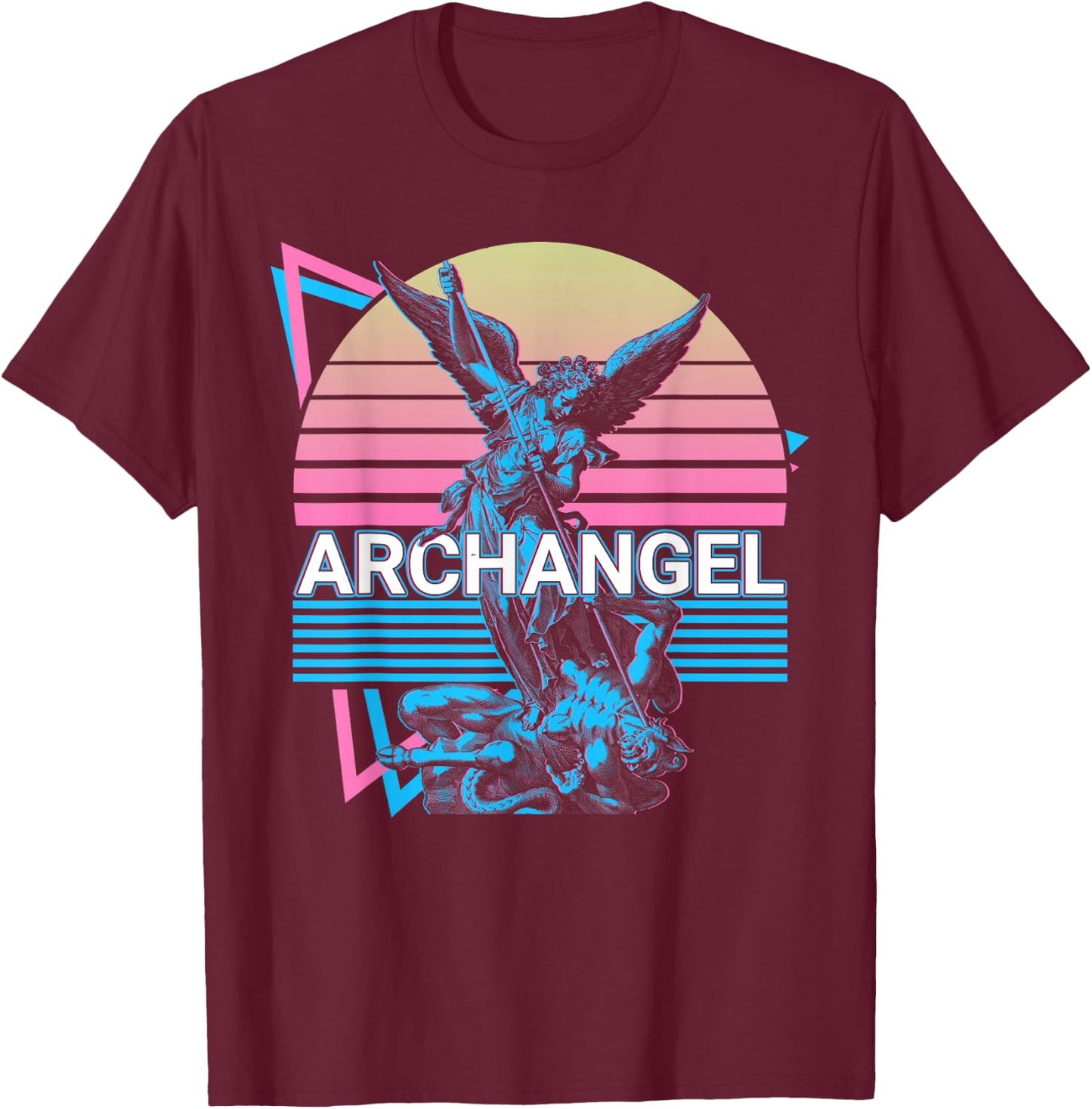 Archangel Michael Saint Michael Retro T-Shirt - T-Shirt | Maroon