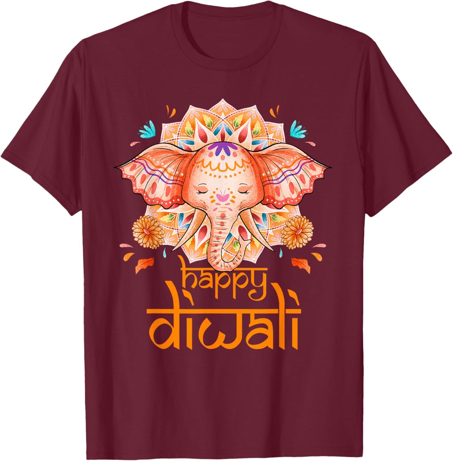 Happy Diwali Festival of Light Hindu Indian | & T-Shirt - T-Shirt | Maroon