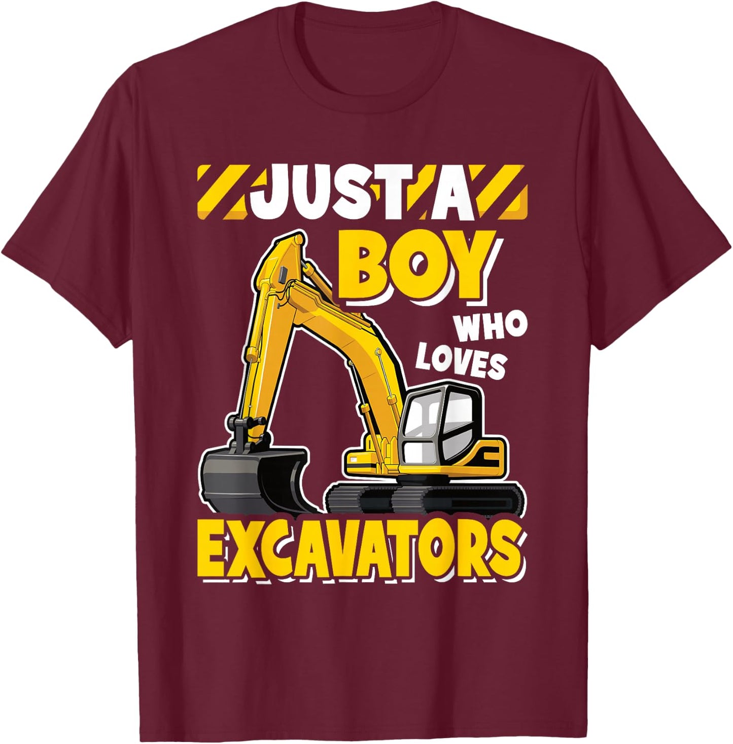 Just A Boy Who Loves Excavators Kids Construction Vehicle T-Shirt - T-Shirt | Maroon