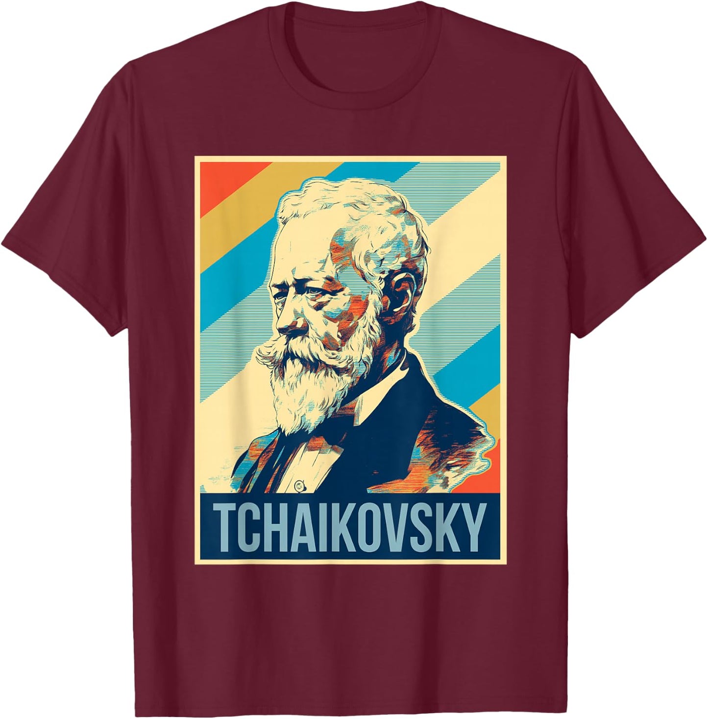 Tchaikovsky Poster Musician Composer T-Shirt - T-Shirt | Maroon