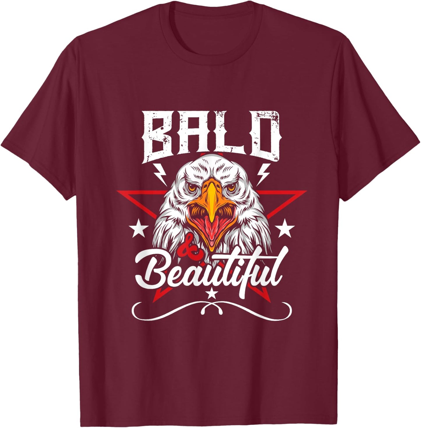 American Patriot - Majestic Bald Eagle with Star T-Shirt - T-Shirt | Maroon