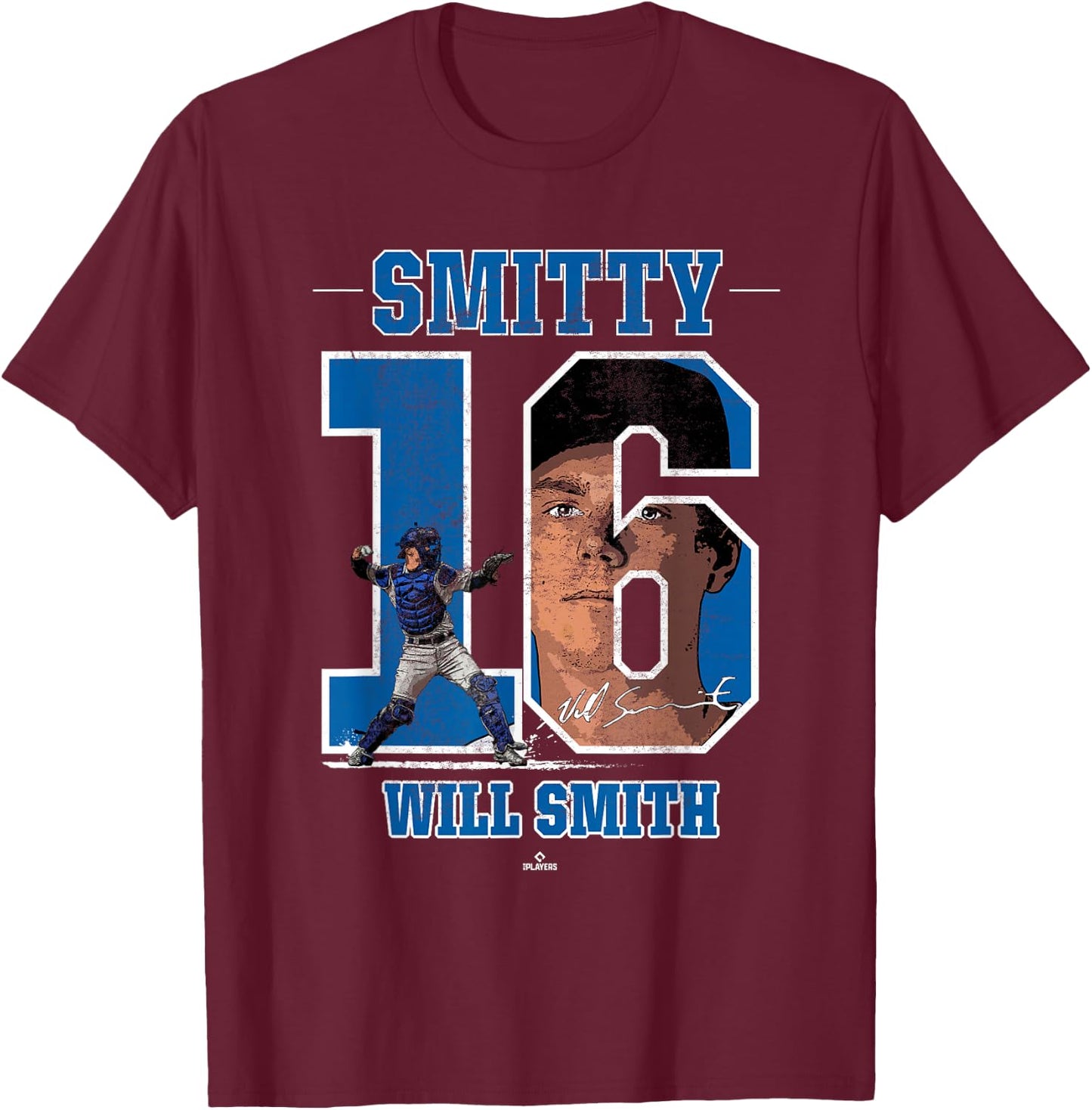 Smitty Will Smith Will Smith LA Los Angeles MLBPA T-Shirt - T-Shirt | Maroon