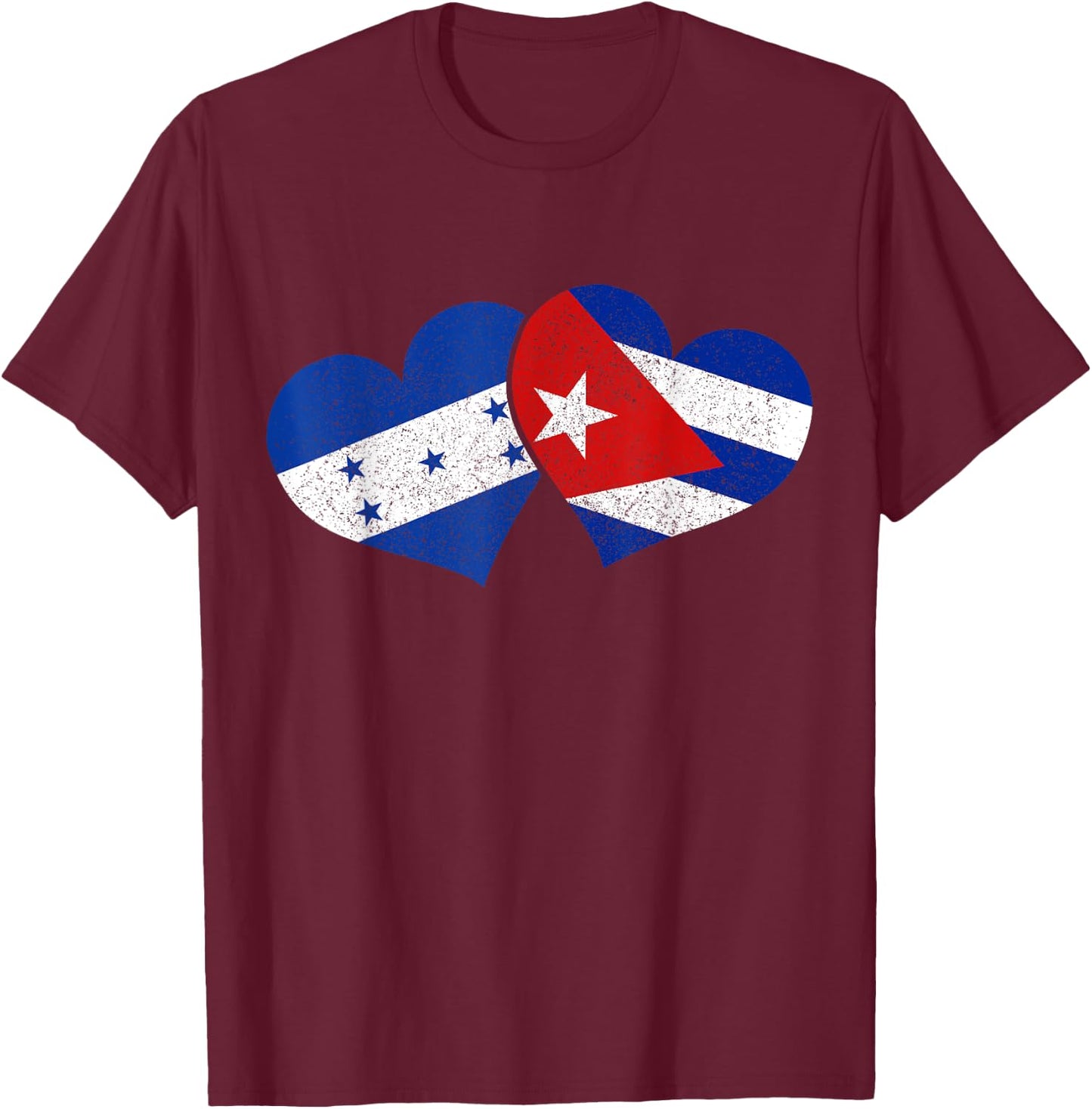 Honduras Cuba Hearts Cuban Honduran Flag Pride Heritage T-Shirt - T-Shirt | Maroon