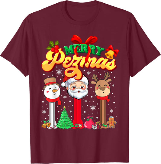 Merry Pezmas Candy Dispenser Collector Christmas T-Shirt - T-Shirt | Maroon