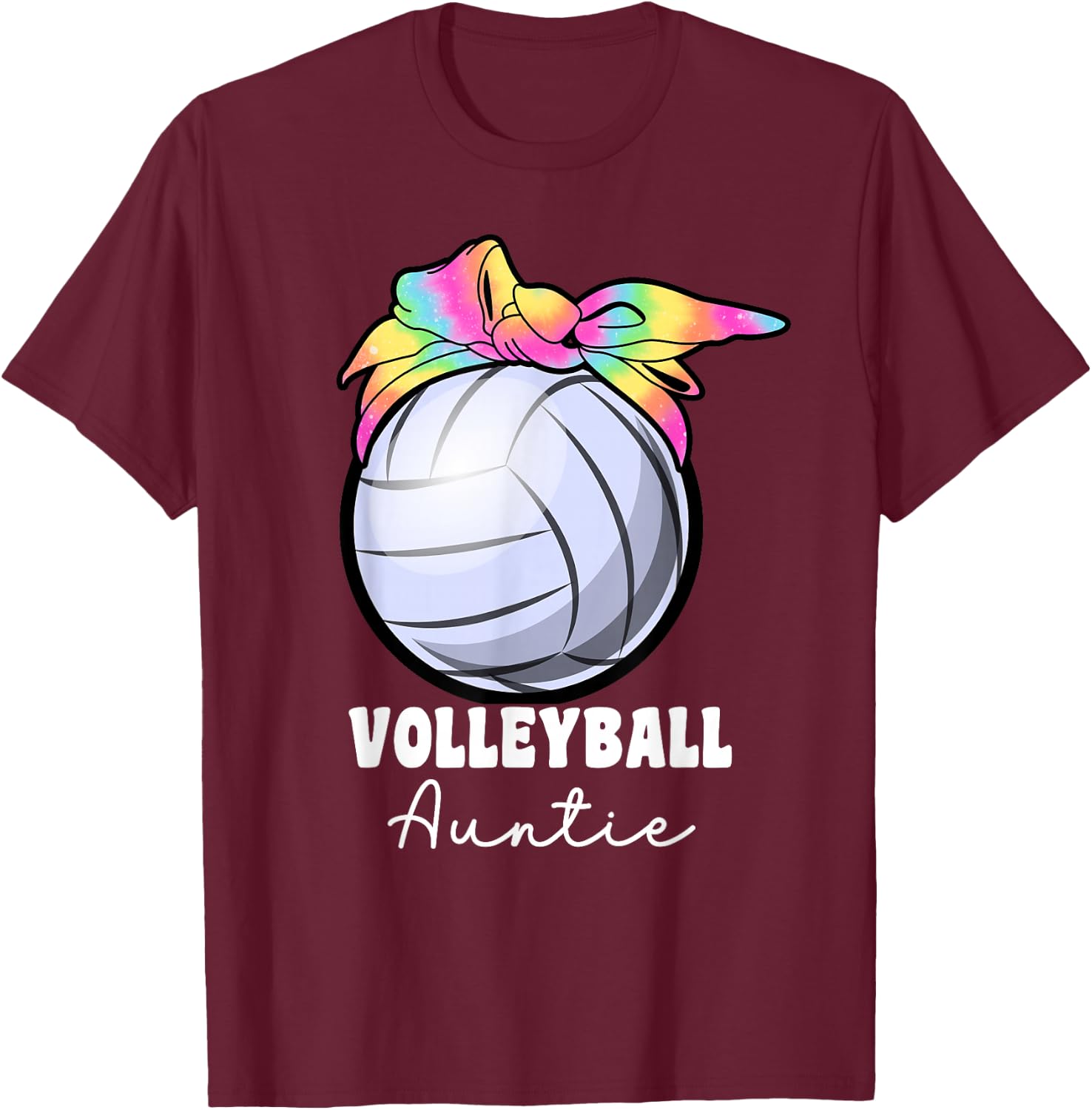 Proud Volleyball Aunt Tie Dye Volleyball Auntie T-Shirt - T-Shirt | Maroon