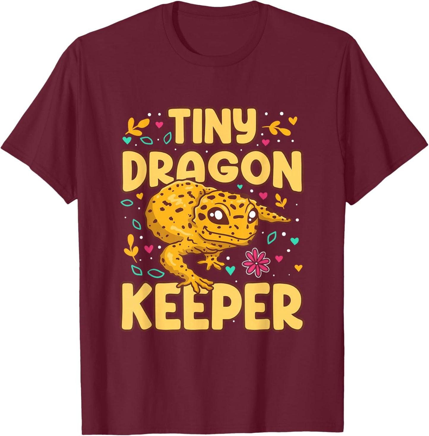 Tiny Dragon Keeper Leopard Gecko T-Shirt - T-Shirt | Maroon