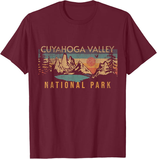 Cuyahoga Valley National Park Ohio USA Outdoor Cuyahoga Valley National Park Blue -Kids Classic Fit Short Sleeve Modern Retro Letter Print Hiking Travel T-Shirt - T-Shirt | Maroon
