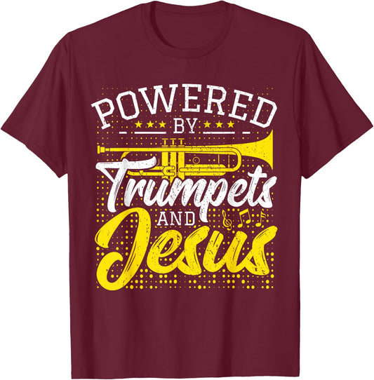 Christian Trumpet Player Jesus Christ Church Trumpeter T-Shirt - T-Shirt | Maroon