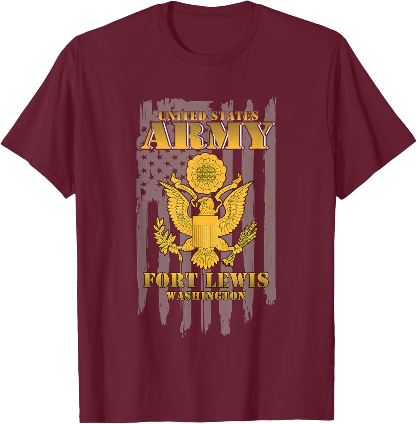 Fort Lewis Washington Wa US Army American Flag Vintage Gift Men T-Shirt - T-Shirt | Maroon