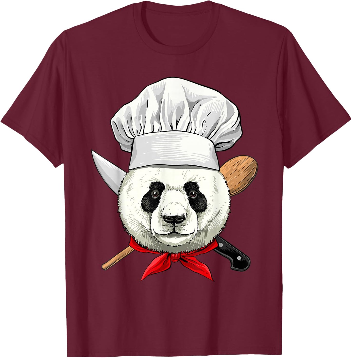 Restaurant Panda Chef Cook Culinary Kitchen Cooking Lover T-Shirt - T-Shirt | Maroon