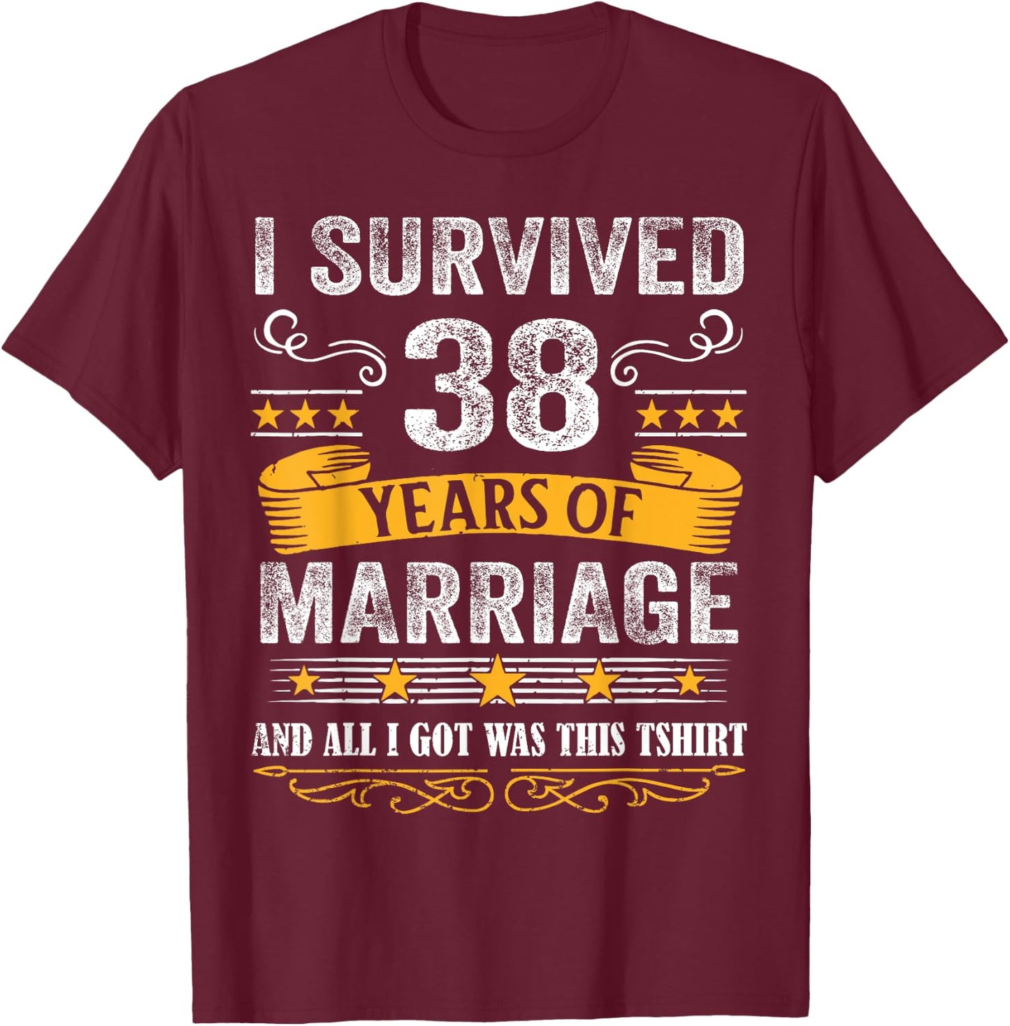 38th Wedding Anniversary shirt Couples Husband Wife 38 Years T-Shirt - T-Shirt | Maroon