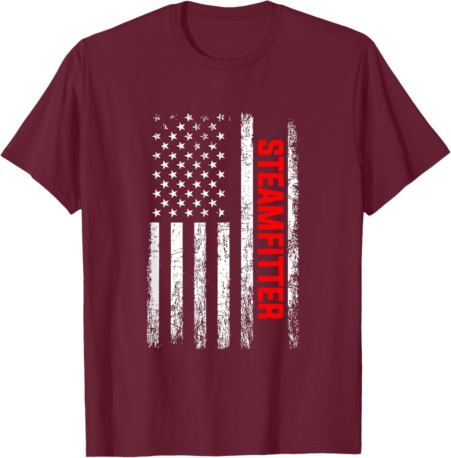 Steamfitter American Flag, Steamfitter T-Shirt - T-Shirt | Maroon