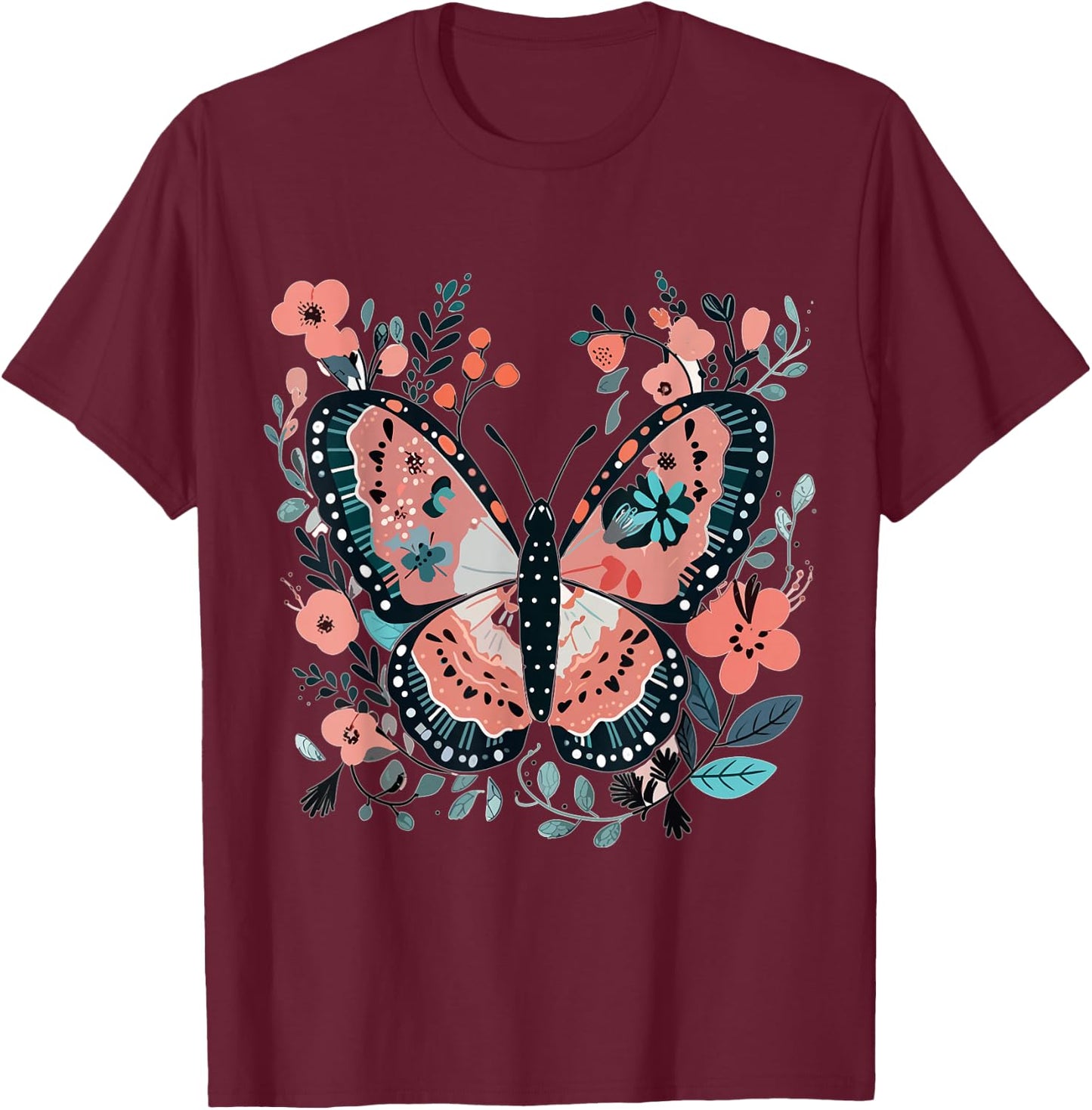 Cute Butterfly design butterflies and butterfly T-Shirt - T-Shirt | Maroon