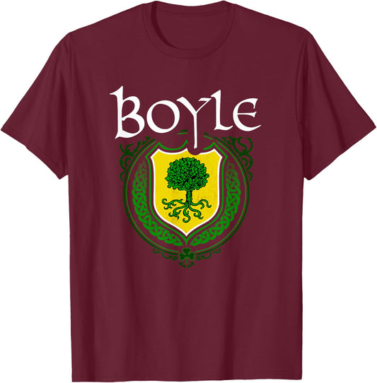 Boyle Surname Irish Clan Tartan Badge Ireland T-Shirt - T-Shirt | Maroon