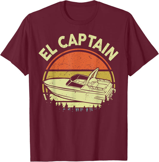 Motorboating El Captain Shirt Funny Dad Men T-Shirt - T-Shirt | Maroon
