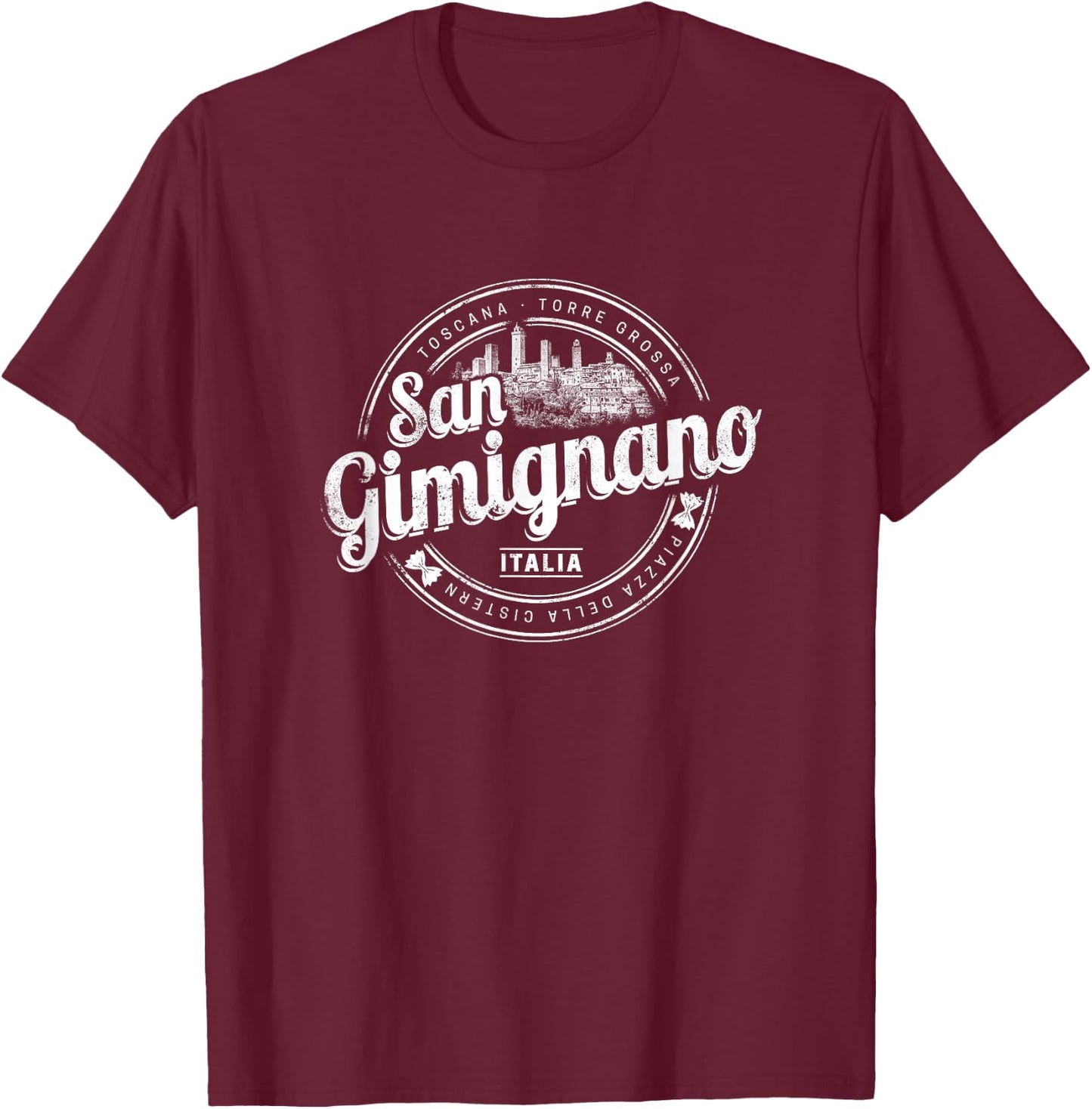 San Gimignano Tuscany Retro Italy Vintage Souvenir T-Shirt - T-Shirt | Maroon