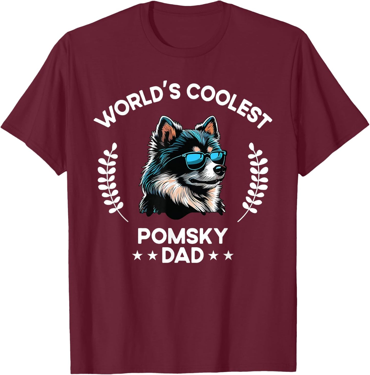 The Woof Wardrobe World's Coolest Dog Dad Papa - Men Pomsky T-Shirt - T-Shirt | Maroon