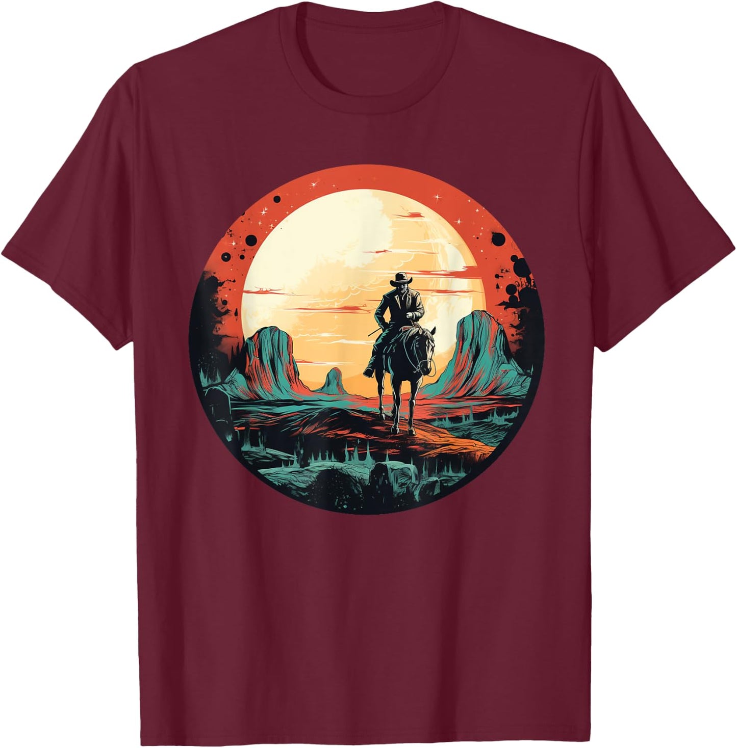 Cool Space Cowboy with Horse Costume for Boys and Girls T-Shirt - T-Shirt | Maroon