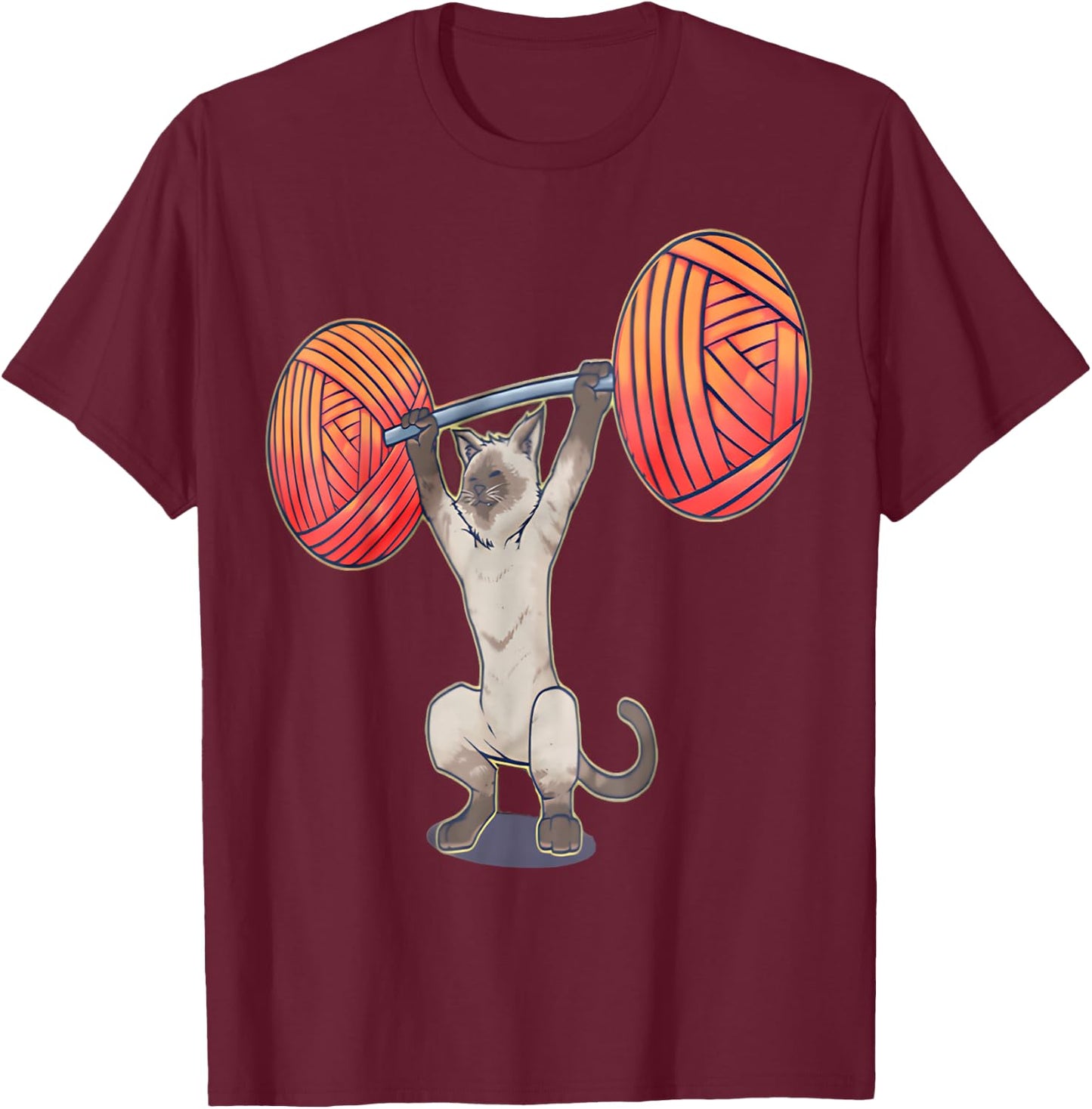 Olympic Snatch Siamese Cat Weightlifting Bodybuilding Muscle T-Shirt - T-Shirt | Maroon