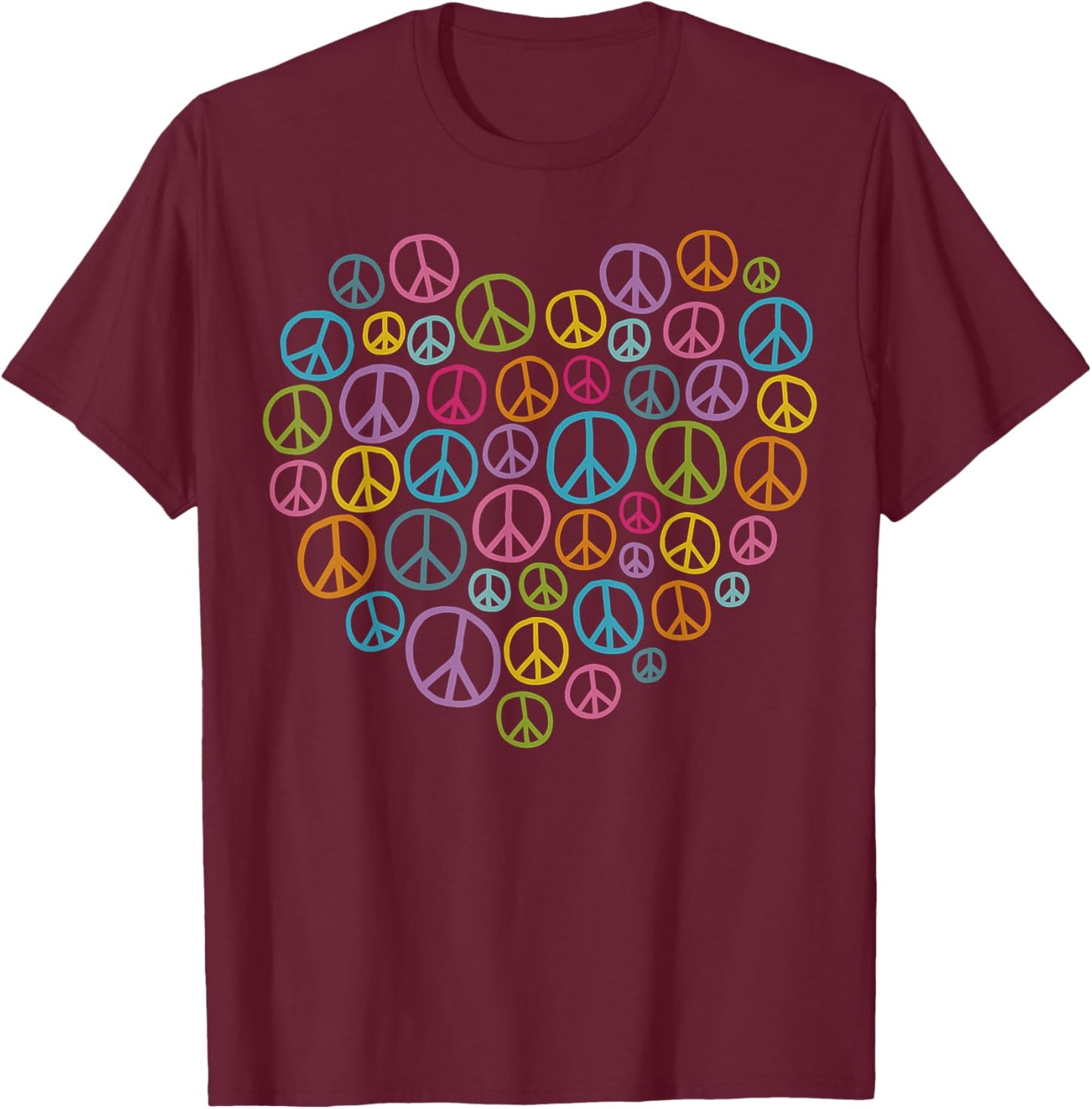 PEACE SIGN LOVE 60s 70s Tie Dye Hippie Costume T-Shirt - T-Shirt | Maroon