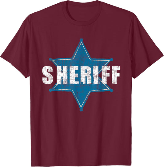 Sheriff - Law Enforcement Personnel Police Blue Line Support T-Shirt - T-Shirt | Maroon