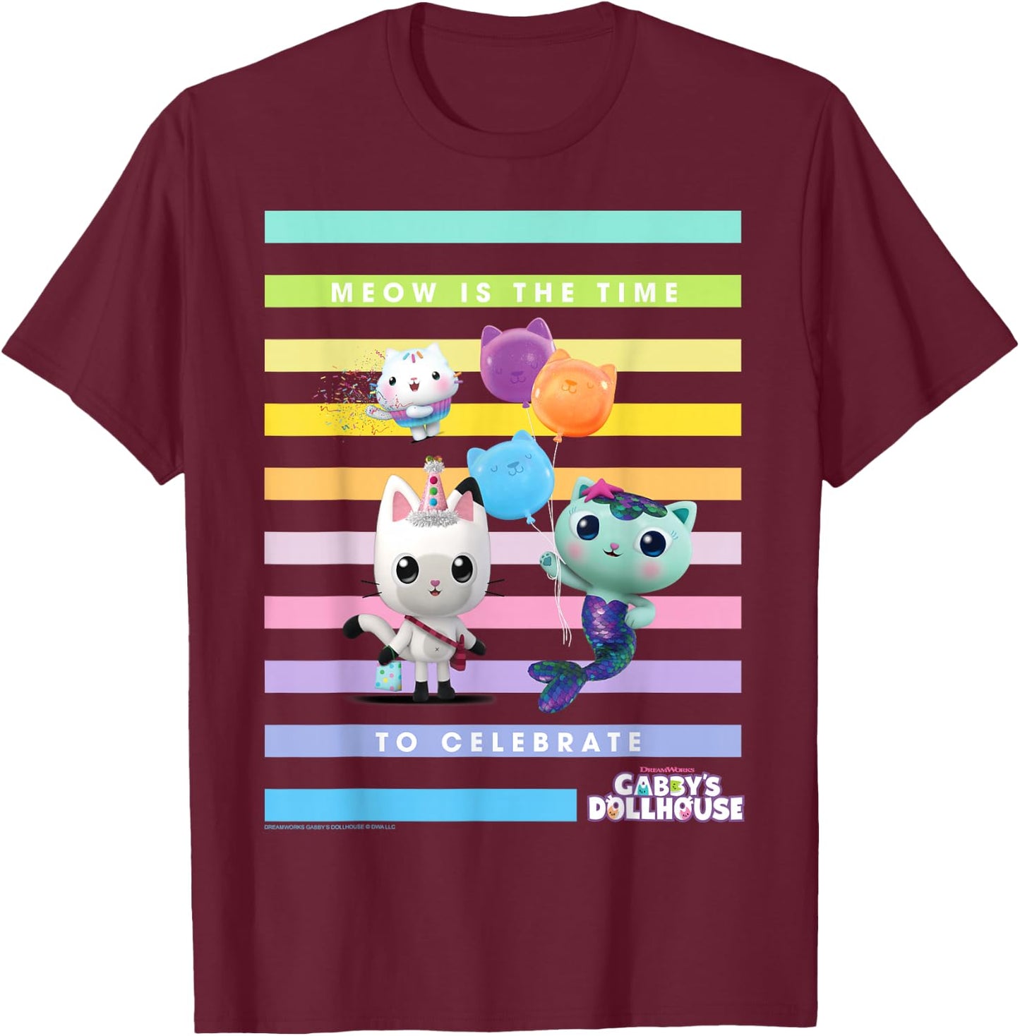 DreamWorks Gabby's Dollhouse Time to Celebrate T-Shirt - T-Shirt | Maroon