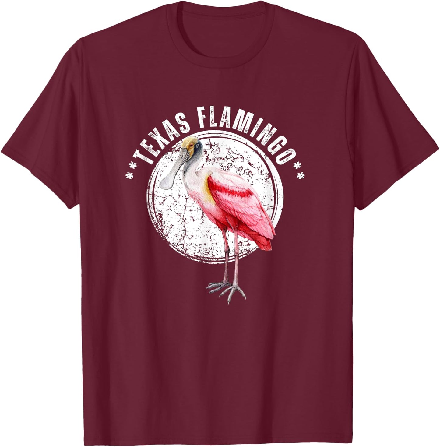 Roseate Spoonbill Texas Flamingo Birdwatcher Funny T-Shirt - T-Shirt | Maroon