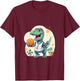 Kids Boy Dinosaur T Rex Playing Basketball T-Shirt - T-Shirt | Maroon