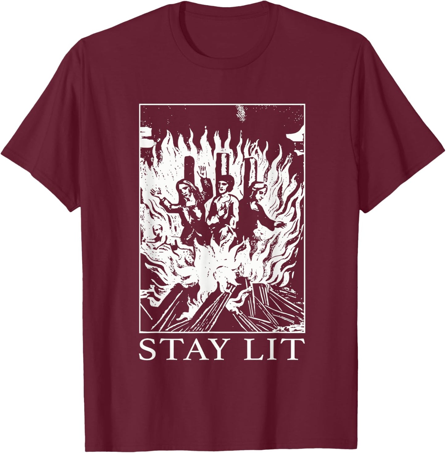Occult Stay Lit Satan Devil Hell Unholy Antichrist Witch T-Shirt - T-Shirt | Maroon