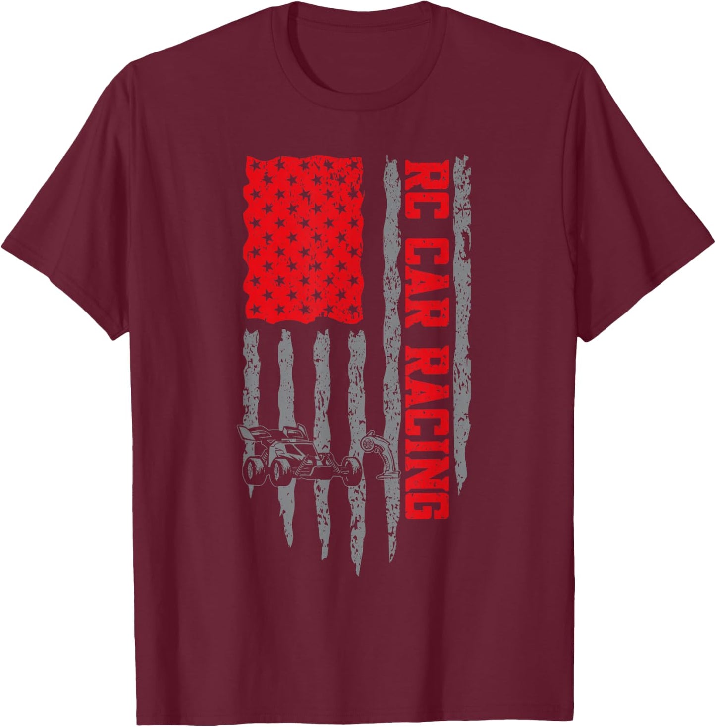 RC Cars RC Car Racing American Flag Radio Controlled Cars T-Shirt - T-Shirt | Maroon