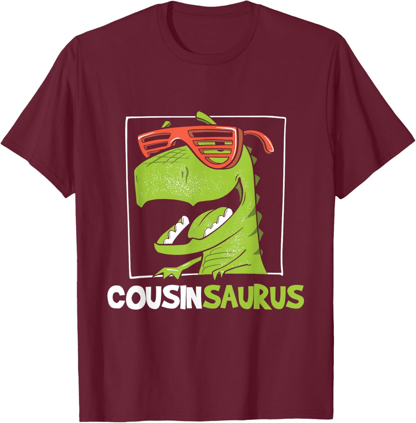 Cousinsaurus - Retro Vintage T Rex Cousin Family T-Shirt - T-Shirt | Maroon