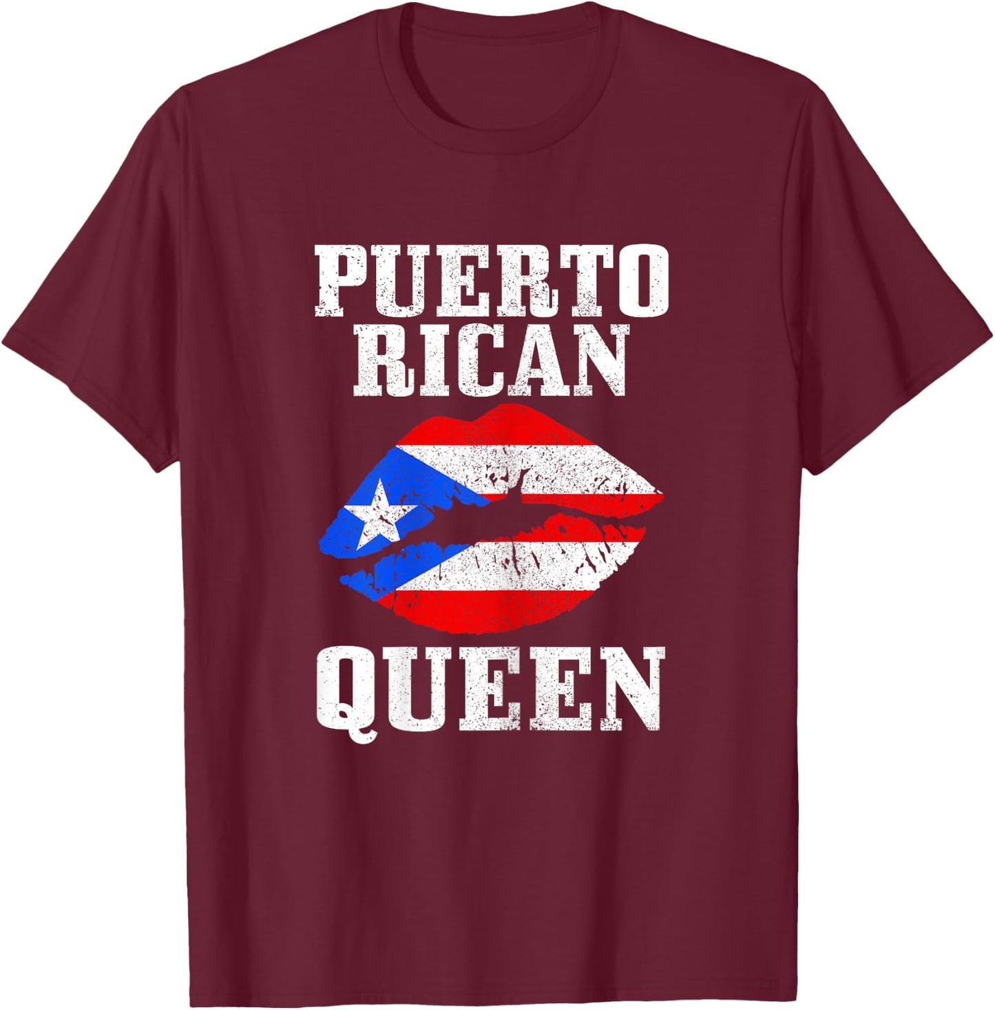 Puerto Rican Queen Puerto Rico Flag Pride Boricua Girls T-Shirt - T-Shirt | Maroon